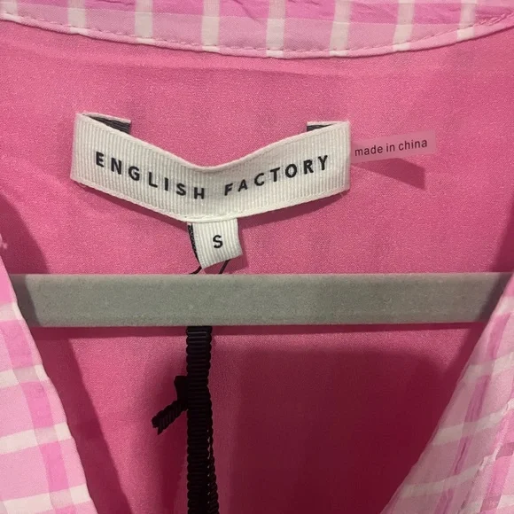 English Factory Gingham Midi Dress In Pink | size S - Picture 6 of 10
